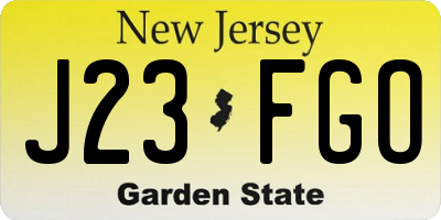 NJ license plate J23FGO