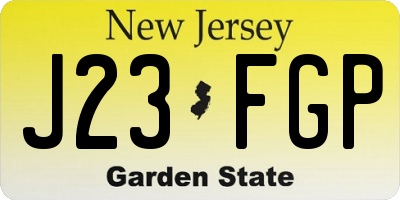 NJ license plate J23FGP