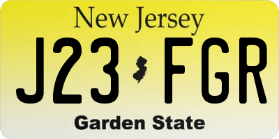 NJ license plate J23FGR