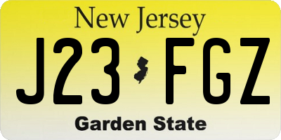 NJ license plate J23FGZ