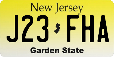 NJ license plate J23FHA