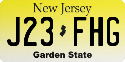 NJ license plate J23FHG