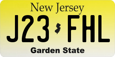 NJ license plate J23FHL
