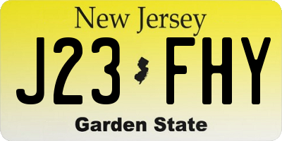 NJ license plate J23FHY