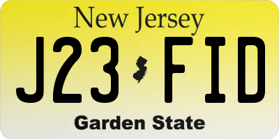 NJ license plate J23FID