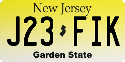 NJ license plate J23FIK