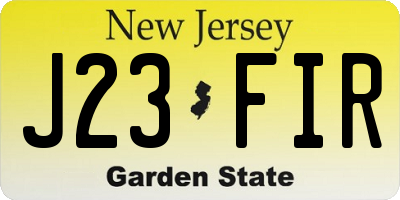 NJ license plate J23FIR