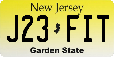 NJ license plate J23FIT