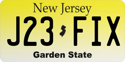 NJ license plate J23FIX