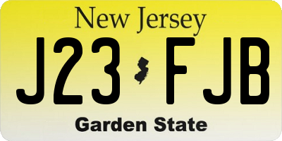 NJ license plate J23FJB