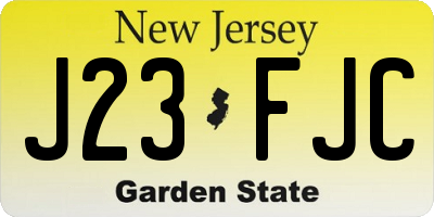 NJ license plate J23FJC