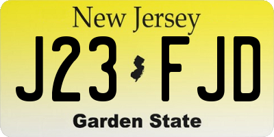 NJ license plate J23FJD