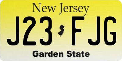 NJ license plate J23FJG
