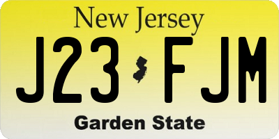 NJ license plate J23FJM