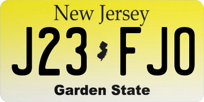 NJ license plate J23FJO