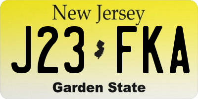 NJ license plate J23FKA