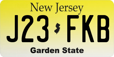 NJ license plate J23FKB