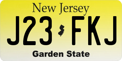 NJ license plate J23FKJ