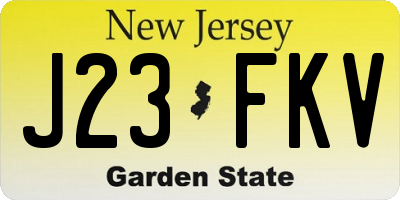NJ license plate J23FKV