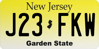 NJ license plate J23FKW