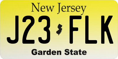 NJ license plate J23FLK