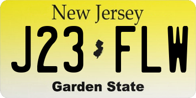 NJ license plate J23FLW