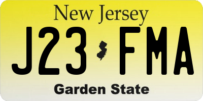 NJ license plate J23FMA