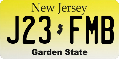 NJ license plate J23FMB