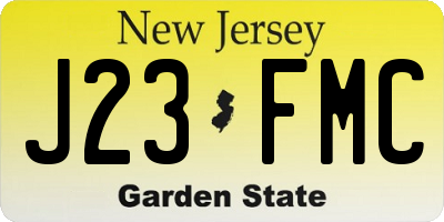 NJ license plate J23FMC