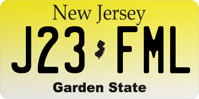 NJ license plate J23FML
