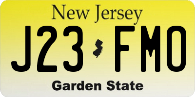 NJ license plate J23FMO