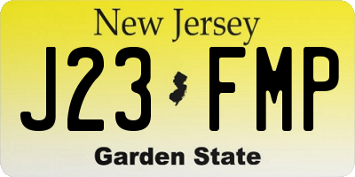 NJ license plate J23FMP