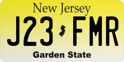 NJ license plate J23FMR