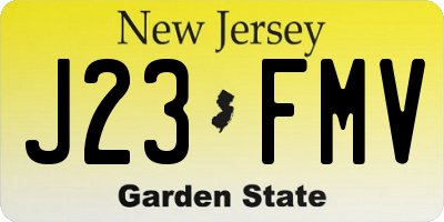 NJ license plate J23FMV