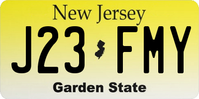NJ license plate J23FMY