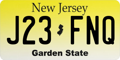 NJ license plate J23FNQ
