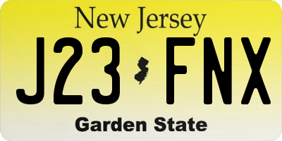NJ license plate J23FNX