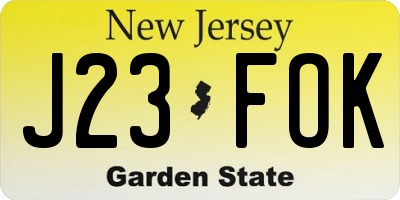 NJ license plate J23FOK