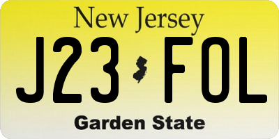 NJ license plate J23FOL