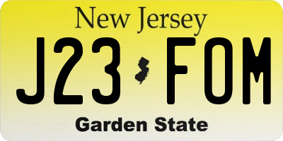 NJ license plate J23FOM
