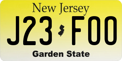 NJ license plate J23FOO