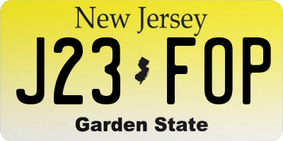 NJ license plate J23FOP