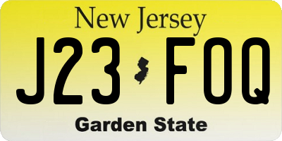 NJ license plate J23FOQ