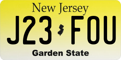 NJ license plate J23FOU