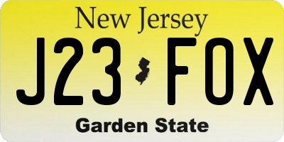NJ license plate J23FOX
