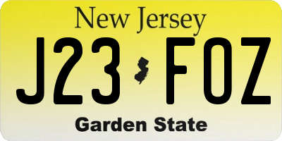 NJ license plate J23FOZ