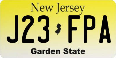 NJ license plate J23FPA