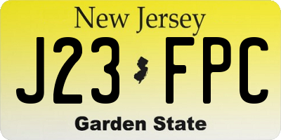 NJ license plate J23FPC