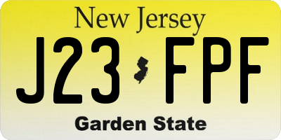 NJ license plate J23FPF