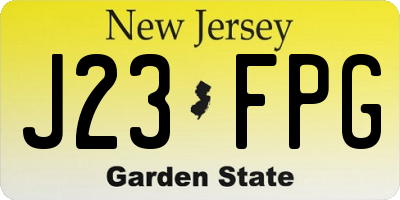 NJ license plate J23FPG